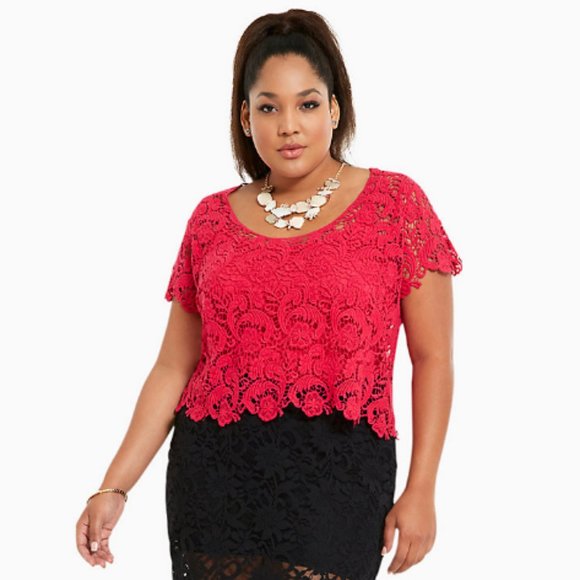 torrid Tops - Torrid Floral Crochet Lace Crop Top Size 3/3X
